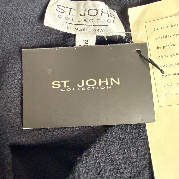 St. John Collection Skirt Womens 12 Black Wool Rayon Santana Knit Fringe Hem - Picture 7 of 7